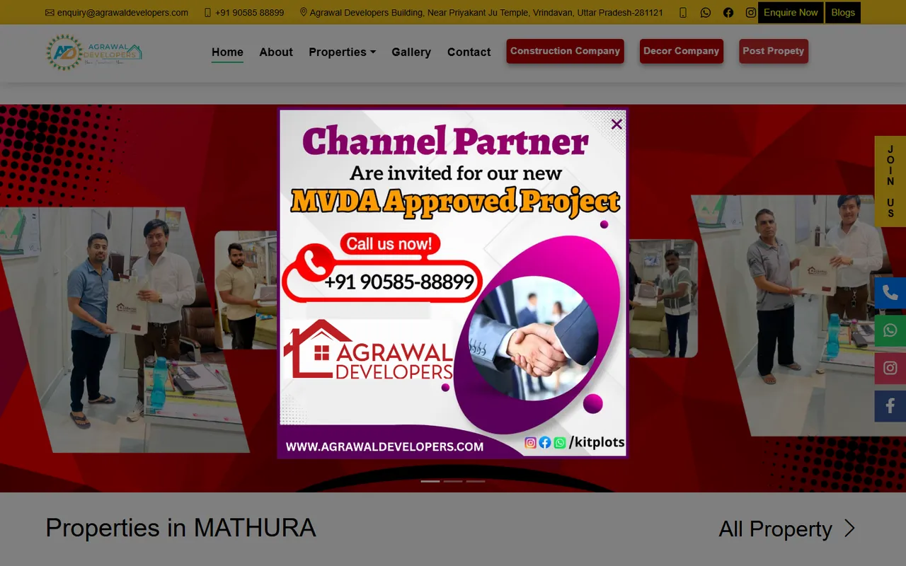 Screenshot of the Agrawal Developers website