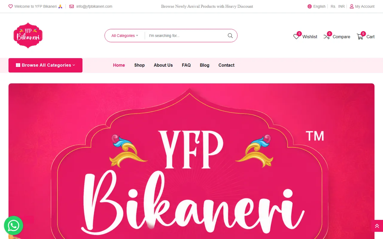 Screenshot of the YFP Bikaneri website